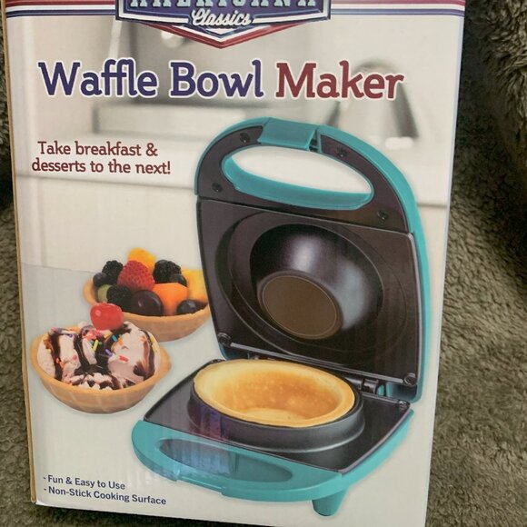 Americana Classics Waffle Bowl Maker, Non-stick, Seafoam Blue, Locking, Non-Skid - Picture 1 of 5